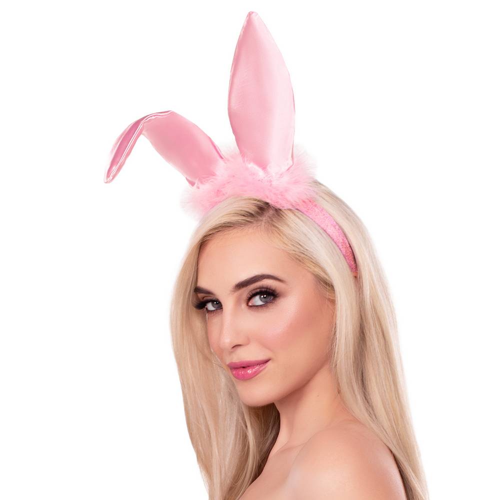 Oreilles de lapin en satin pliables - rose