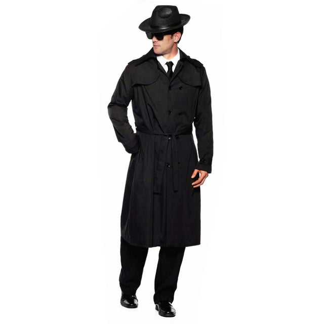 Adult Spy Trench Coat - Black O.S