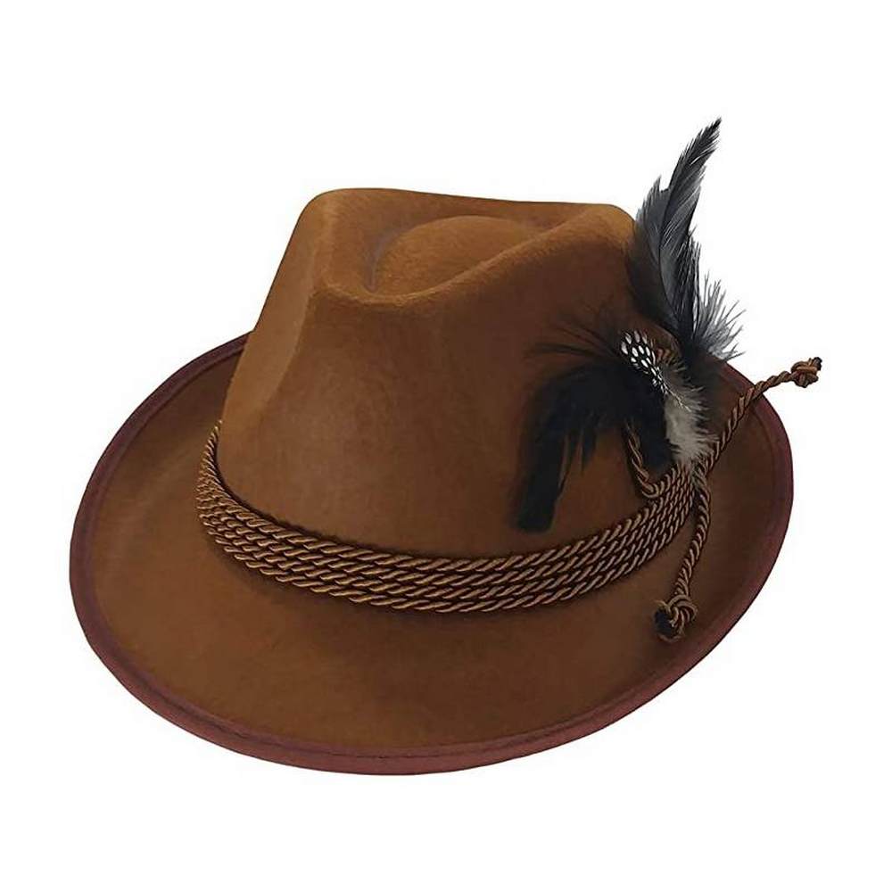 Brow Bavarian Hat With Feathers, Oktoberfest