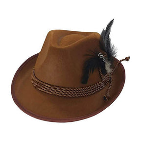 Brow Bavarian Hat With Feathers, Oktoberfest