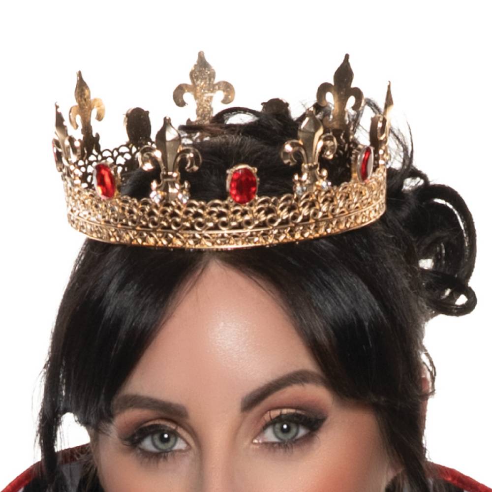 Queen Gold Crown with Jewels & fleur-de-lis