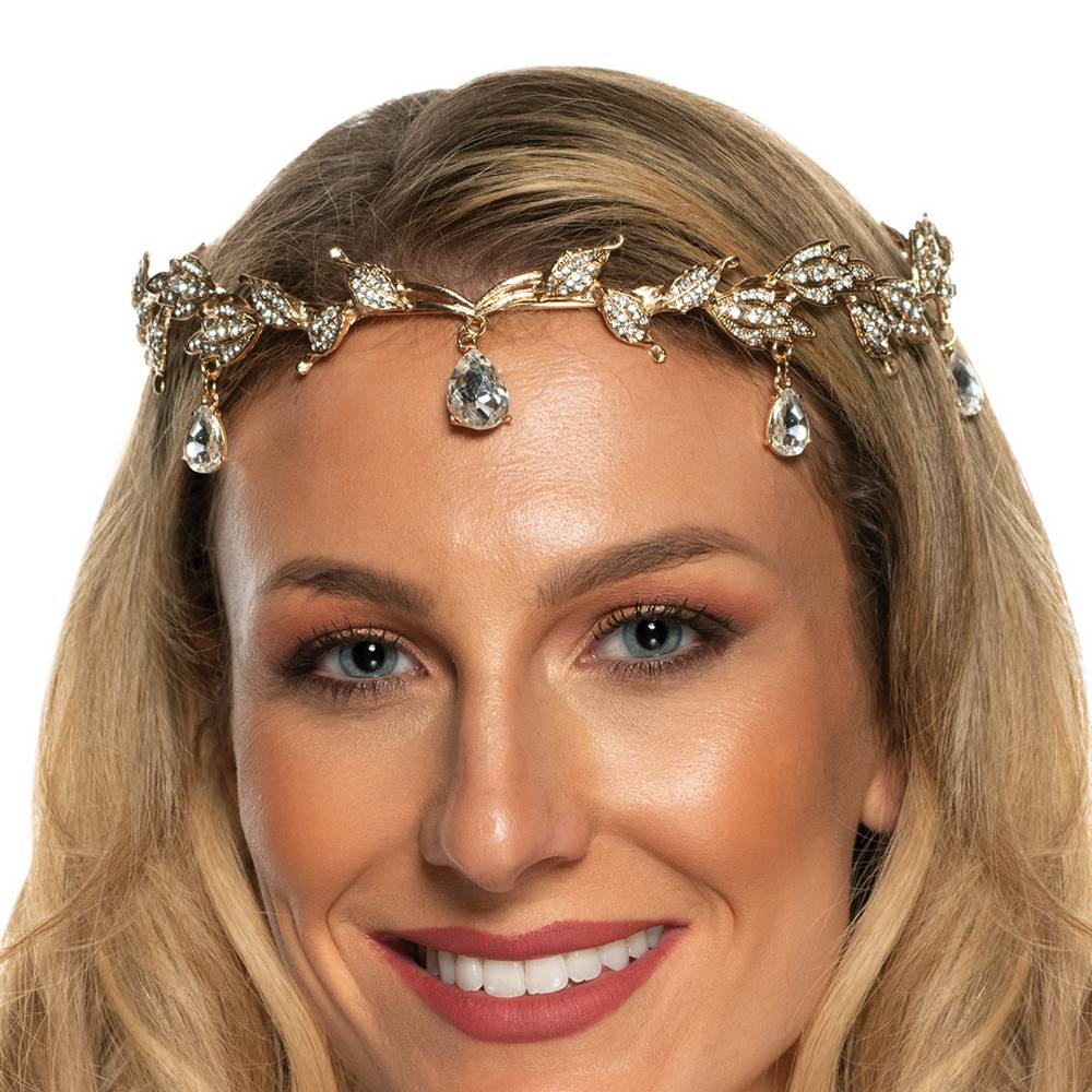 Leaf Crown with rhinestones - metallic