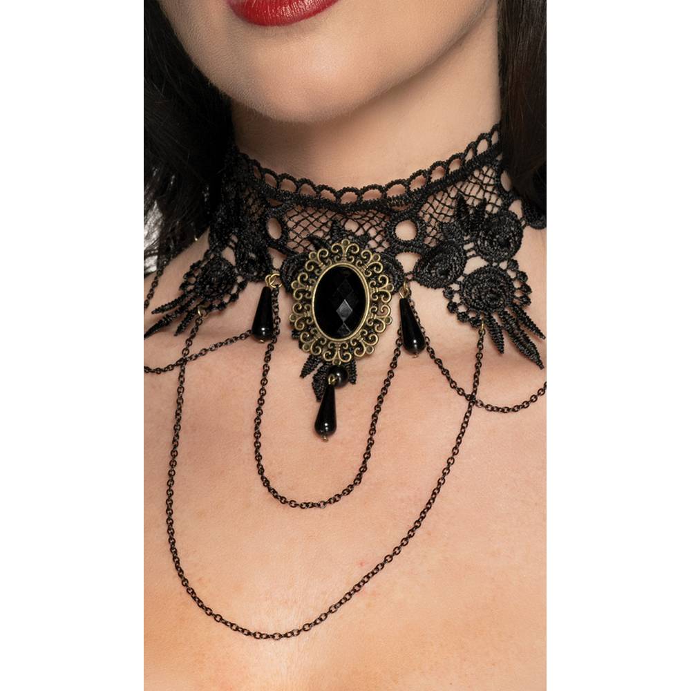 Gothic Lace Choker with jewels