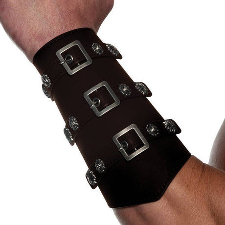 Protège-bras en simili cuir avec boucles et clous pour guerrier