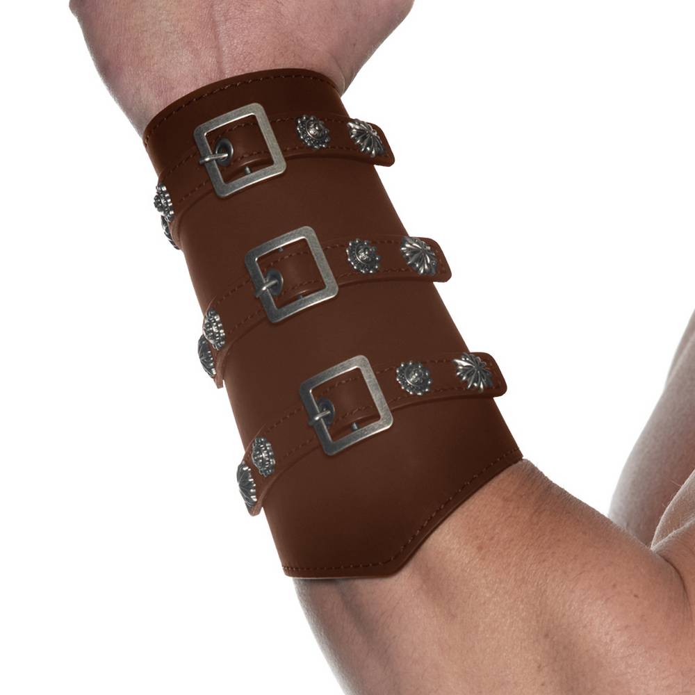 Protège-bras en simili cuir avec boucles et clous pour guerrier