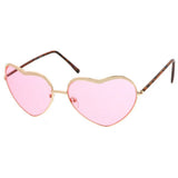 Medium Heart Shape Sunglasses with Metal Frame and Color Lens - Assorted
