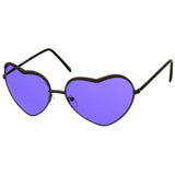 Medium Heart Shape Sunglasses with Metal Frame and Color Lens - Assorted