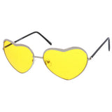 Medium Heart Shape Sunglasses with Metal Frame and Color Lens - Assorted