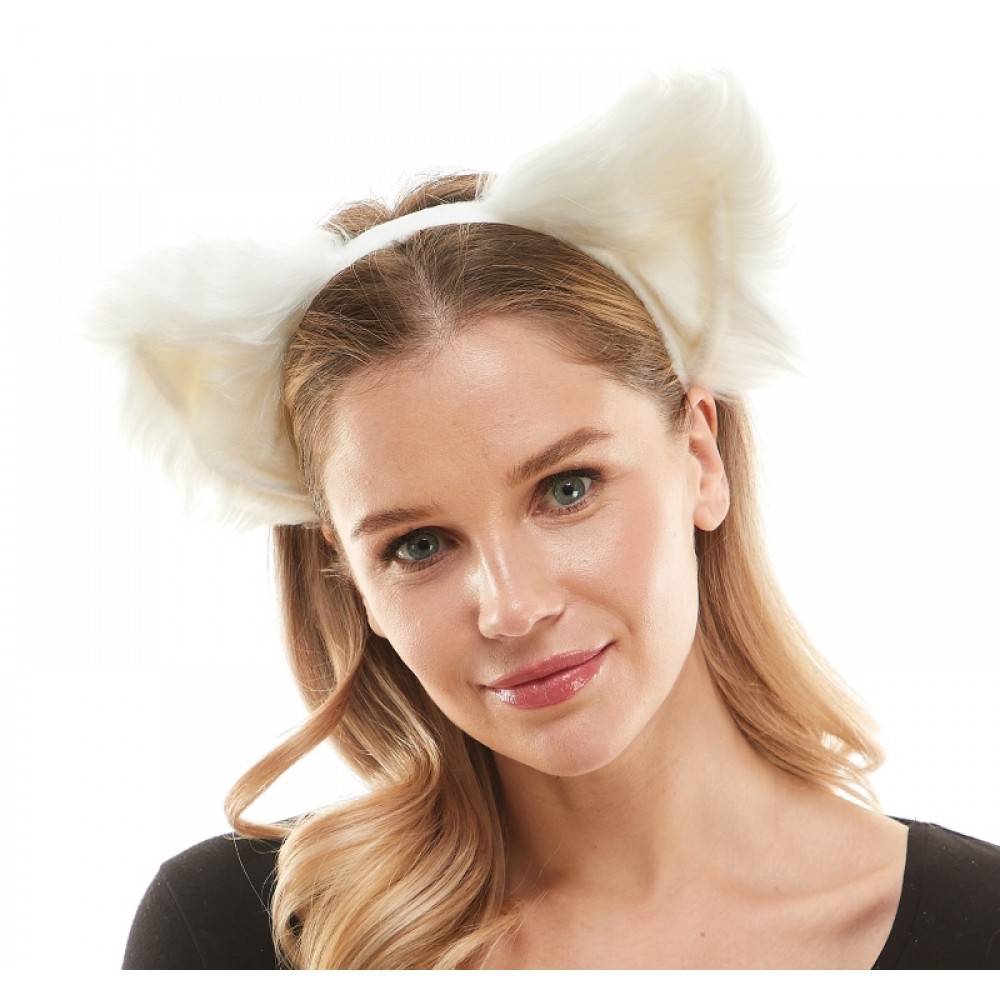 White Cat Ears Headband, Animal