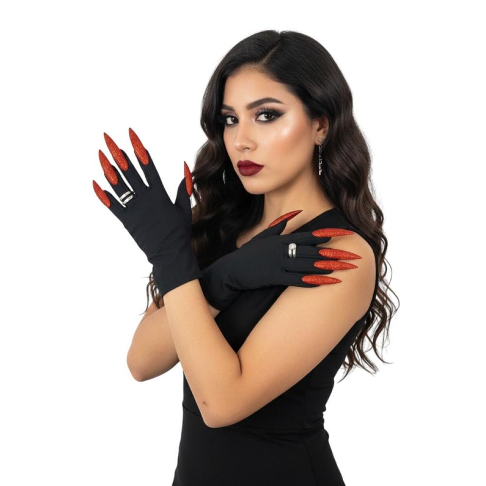  black-short-gloves-with-red-nails