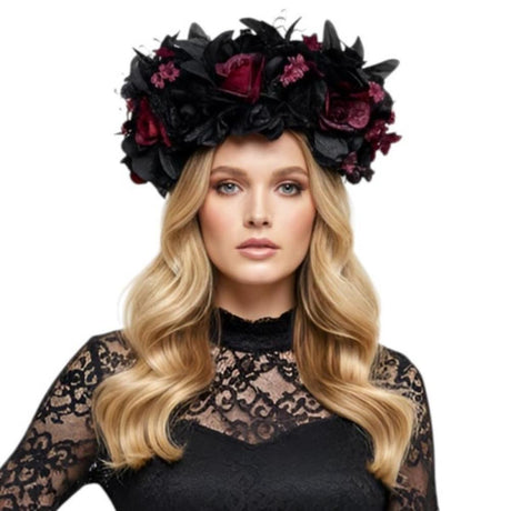 black-red-floral-headband