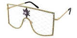 Grandes Lunettes fantaisie avec monture en métal cloutée et verres résille - assorties