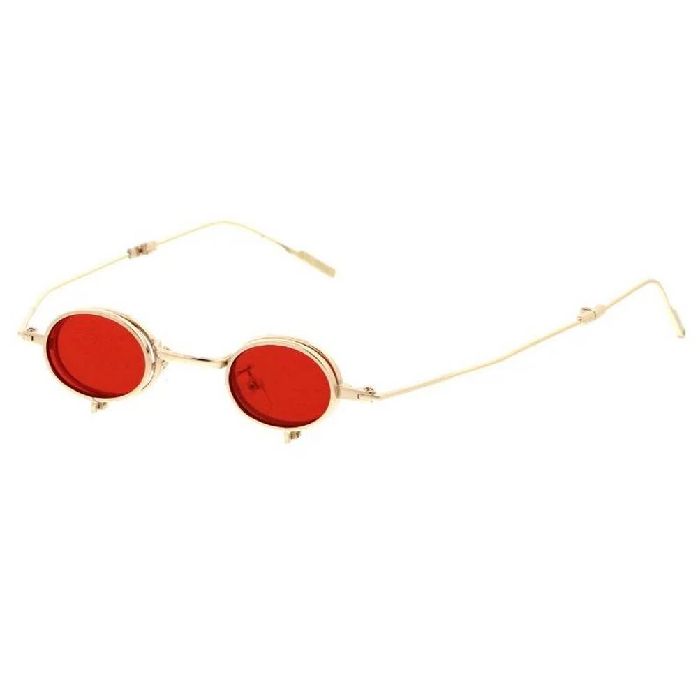Miniature Round Frame Sunglasses with Foldable arms & Flip Down Lens - Assorted