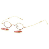 Miniature Round Frame Sunglasses with Foldable arms & Flip Down Lens - Assorted