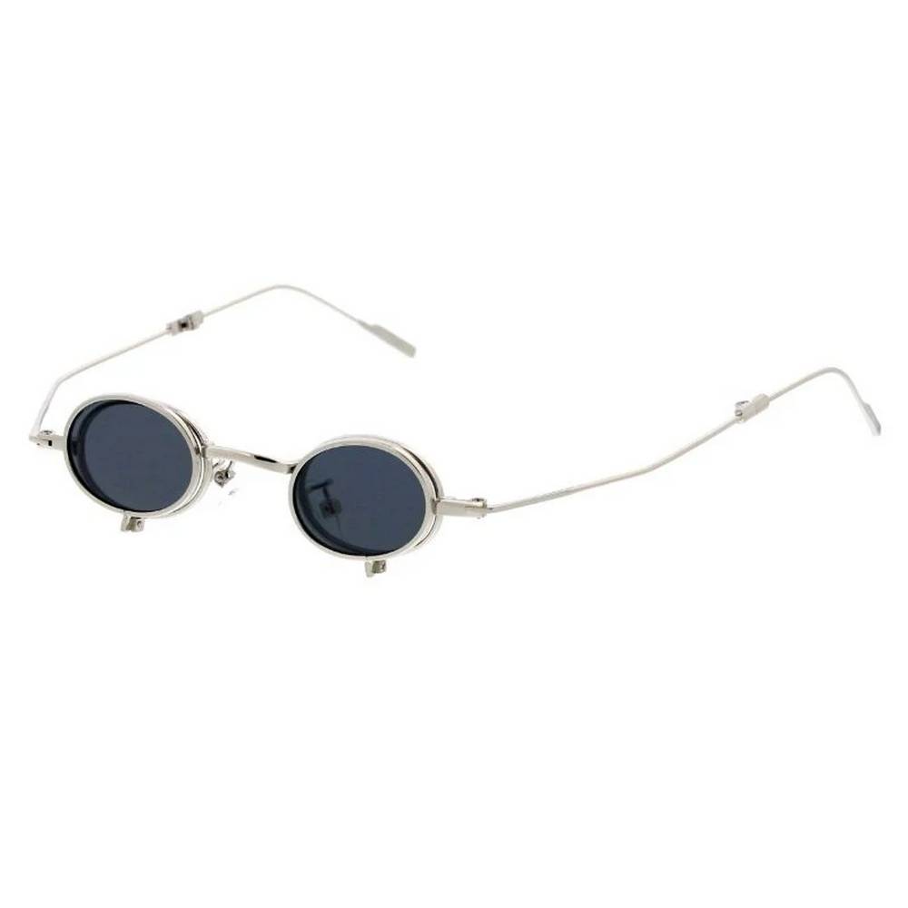 Miniature Round Frame Sunglasses with Foldable arms & Flip Down Lens - Assorted