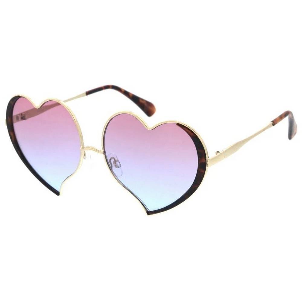 Women's Metal Large Heart Shaped Frame Sunglasses
