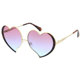 Women's Metal Large Heart Shaped Frame Sunglasses