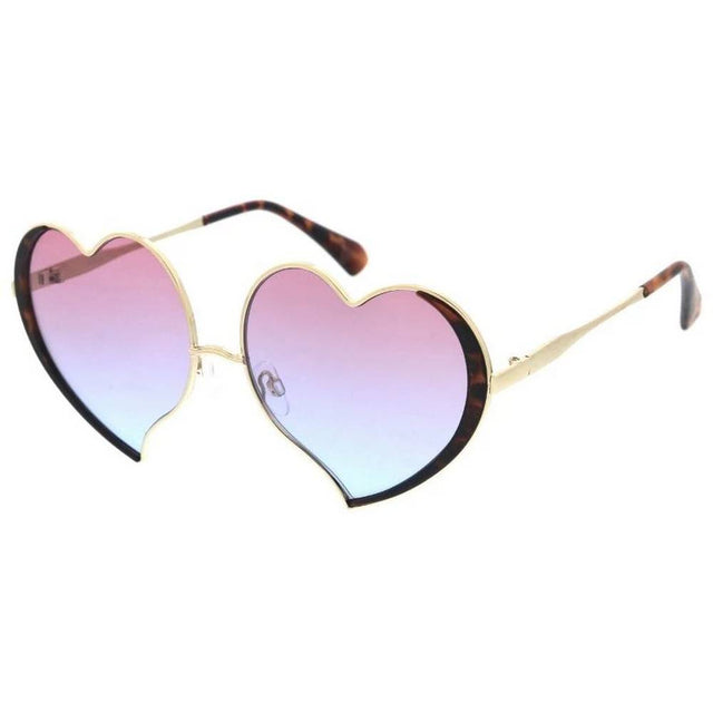 Women's Metal Large Heart Shaped Frame Sunglasses