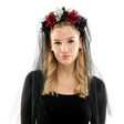 Skull Rose Veil Headband, dia de los muertes