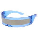 Unisex Plastic Glasses Wrap Around Futuristic Shield Frame -Assorted