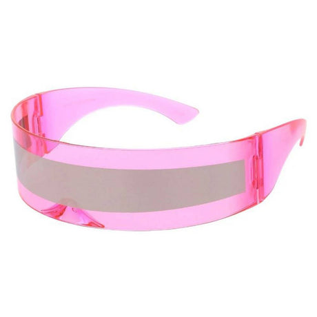 Unisex Plastic Glasses Wrap Around Futuristic Shield Frame -Assorted