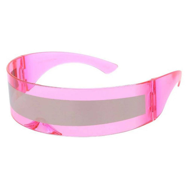 Unisex Plastic Glasses Wrap Around Futuristic Shield Frame -Assorted