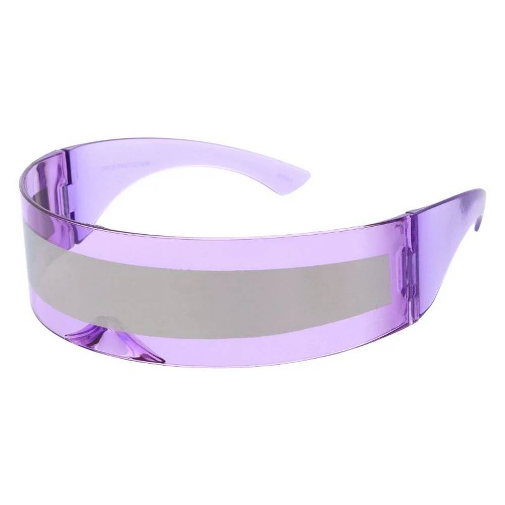 Unisex Plastic Glasses Wrap Around Futuristic Shield Frame -Assorted