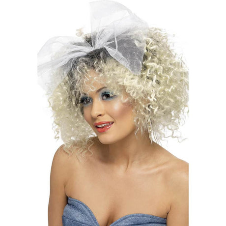 80's Wild Child WIG with bow - ADULT