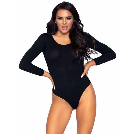 Opaque Long Sleeves Bodysuit 140D- One Size- Black Opaque Long Sleeves Bodysuit 140D- One Size- Black