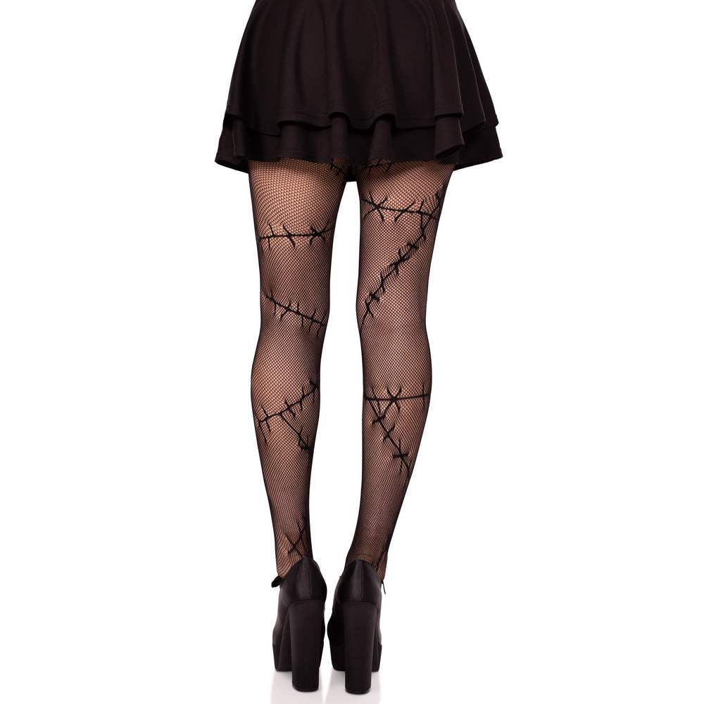 Stitched Up Net Tights - black