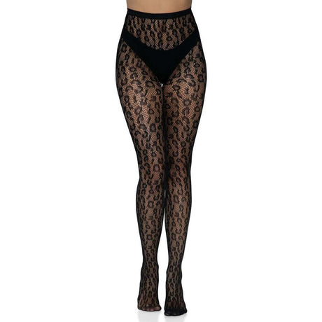 Leopard Net Tights- Black