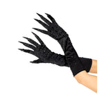 Rhinestone Demon Devil Claw Gloves_black