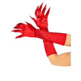 Rhinestone Demon Devil Claw Gloves_red2