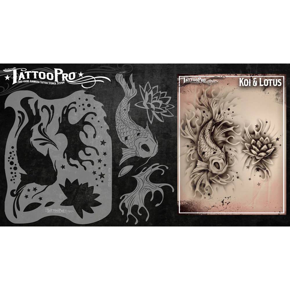 Tattoo Pro Koi & Lotus Stencil - 102
