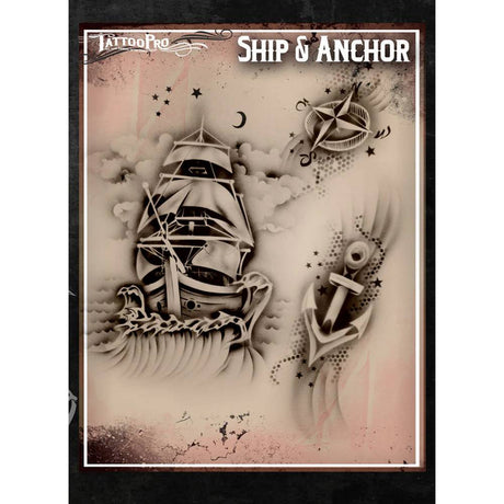 Tattoo Pro Ship & Anchor Stencil - 107