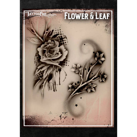 Tattoo Pro Flower & Leaf Stencil - 109