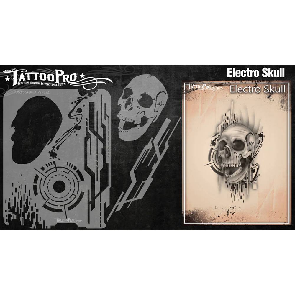 Tattoo Pro Electro Skull Stencil -122