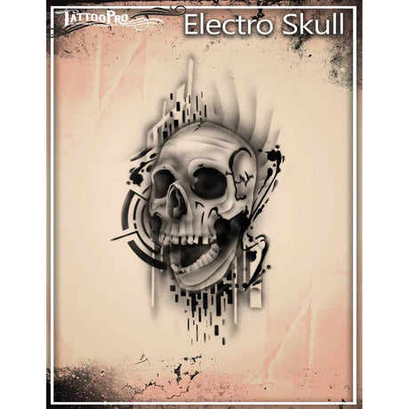 Tattoo Pro Electro Skull Stencil -122