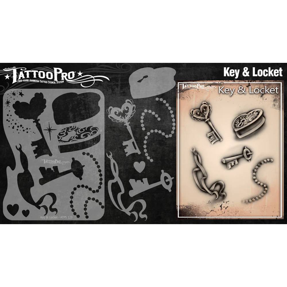 Tattoo Pro Key & Locket Stencil - 123