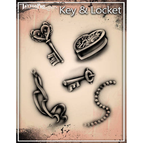 Tattoo Pro Key & Locket Stencil - 123
