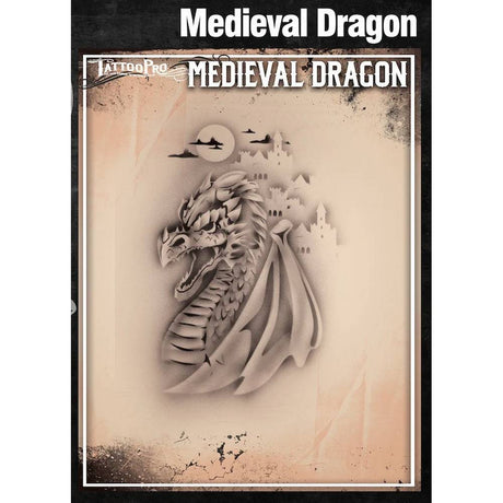 Tattoo Pro Medieval Dragon Stencil - 126