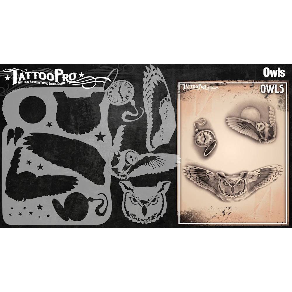 Tattoo Pro Owls Stencil - 131