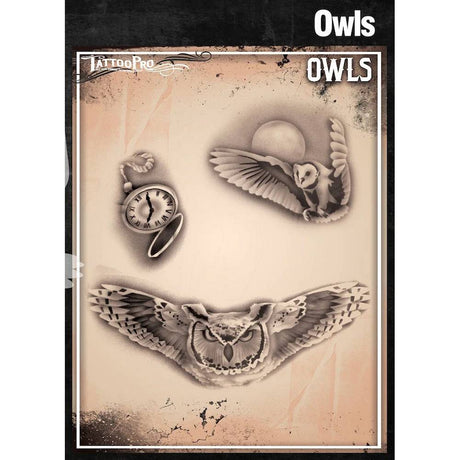 Tattoo Pro Owls Stencil - 131