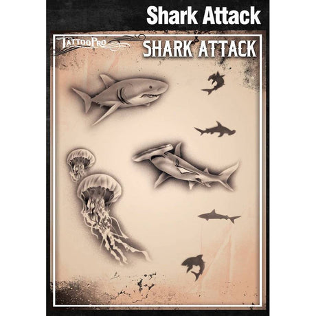 Tattoo Pro Shark Attack Stencil - 135