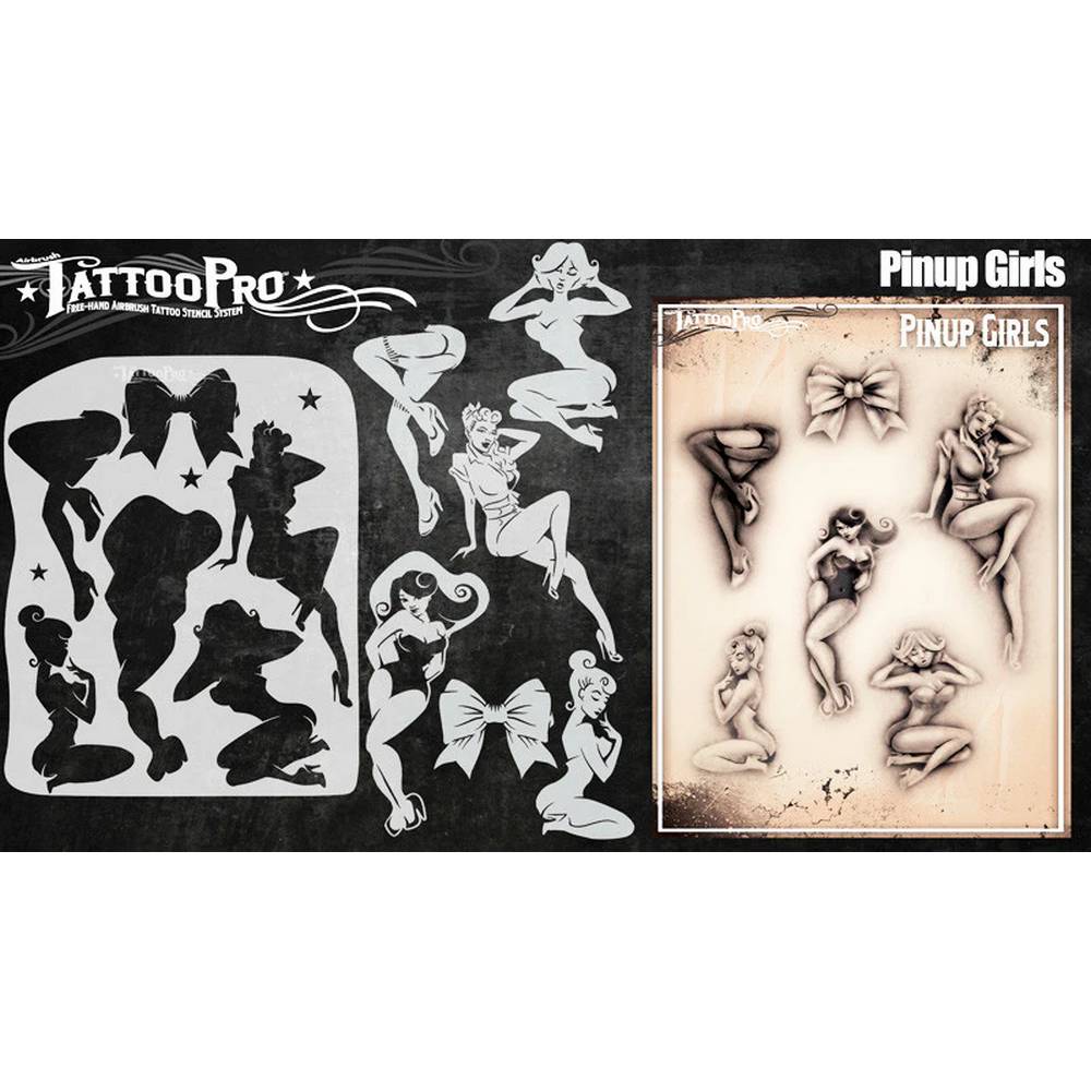 Tattoo Pro Pinup Girls Stencil - 149