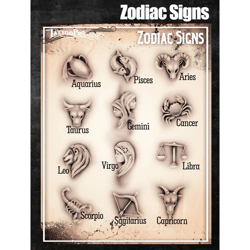 Tattoo Pro Zodiac Signs Stencil - 154