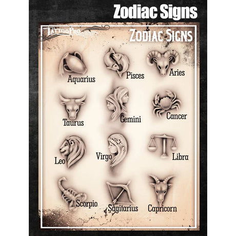 Tattoo Pro Zodiac Signs Stencil - 154