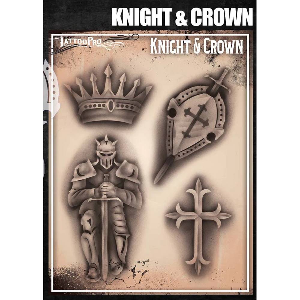 Tattoo Pro Knight & Crown Stencil - 166