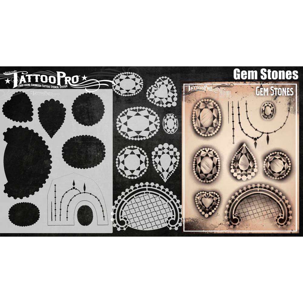 Tattoo Pro Gem Stones Stencil - 181