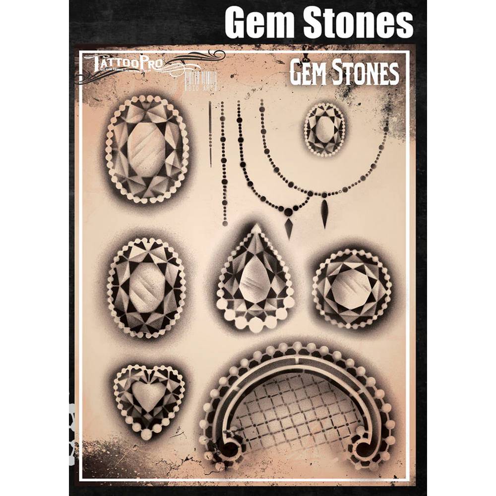 Tattoo Pro Gem Stones Stencil - 181
